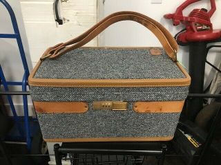 Hartmann Luggage Vintage Tweed & Leather Cosmetic Makeup Carry Case