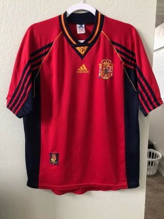 Vintage Adidas Spain Home 1998/99 Soccer Shirt Jersey Sergio Ramos Red Rare Fef