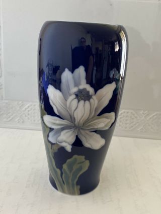 Royal Copenhagen Vase Cobalt Blue,  Cactus Flowering Vintage 2797 - 235 6.  75 Inch