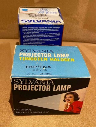 Two Ekp/ena 80 Watt 30 Volt Sylvania & Ge Halogen Projector Bulbs Please Read