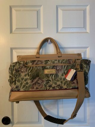 Vintage American Tourister Carry - On Tote Overnight Zippered Tapestry Bag W/strap
