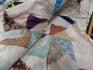 vintage unfinished quilt top multi color fabric full size 3