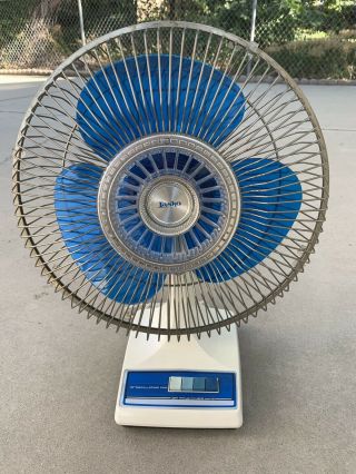 Vintage Lasko Clear Blue Blade 12 " 3 - Speed Oscillating Fan Type 12 - 1