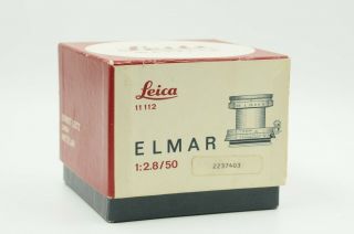 Vintage Leica Elmar 50/2.  8 11112 Box Only Sm8119