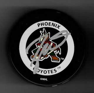 Taylor Hall Signed Phoenix Arizona Coyotes Throwback Logo Official Game Puck
