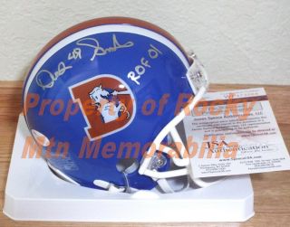 Denver Broncos Dennis Smith Signed D - Logo Mini Helmet W/ " Rof 