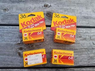 4 Rolls Of Kodak Kodachrome 64 Color Slide 35mm Film 36 - Exposures Each Exp - 1991