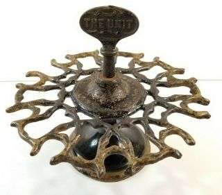 " The Unit " Vintage Cast Iron Office/bank Rubber Stamp Carousel Holder Caddy