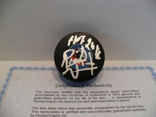 Rick Jeanneret Autographed Signed Hall Of Fame Puck Inscribed " Hof 2012 "