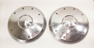 Vtg Antique 50s 60s Ford Dog Dish Hubcaps Center Caps Wheel Covers 10 11/16 "