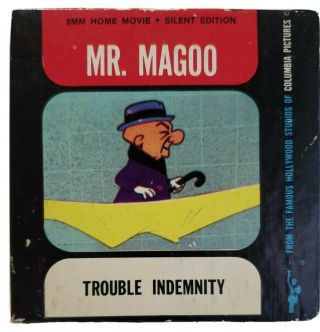 Vtg.  Mr.  Magoo " Trouble Indemnity " 8mm Silent Home Movie