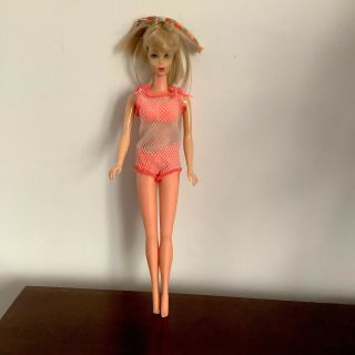 Vintage Mod Tnt Twist N Turn Barbie 1967 In Origanal Bathing Suit Outfit 1160