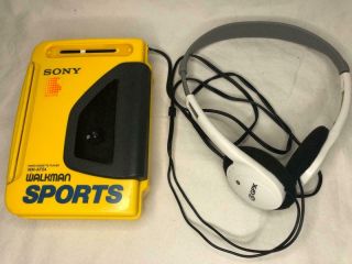 Vintage Sony Walkman Sports Wm - Af54 Yellow Missing Ch.  Guide,  Headphones