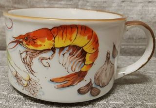 D.  H.  Dh D H Holmes Handled Soup Mug Bowl Crayfish Chowder Gumbo Vintage Japan