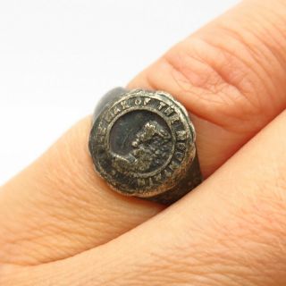 925 Sterling Vintage " Old Man Of The Mountain " Coin Design Pinky Ring Size 4.  5
