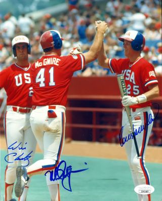 Mark Mcgwire Will Clark Cory Snyder 8x10 Auto Autograph 1984 Olympics Jsa Cert