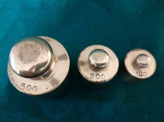 Set of 3 Vintage Brass Weights 500g,  200g,  and 100g 2