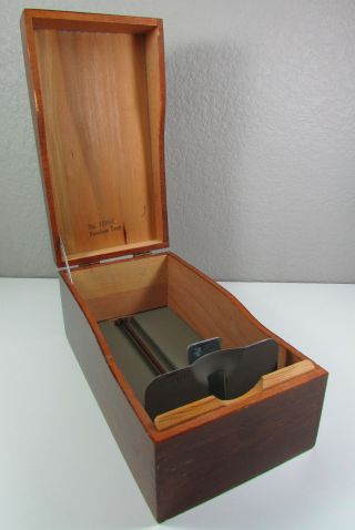 Vintage Peerless Tray 7310 - C Wooden Card File Box Hinged Lid Dove Tail Corners