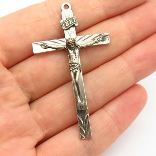 925 Sterling Silver Vintage Inri Religious Crucifix Cross Pendant