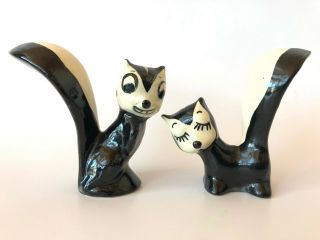 Vintage Anthropomorphic Rio Hondo Skunk Figurines California Pottery Twin Winton 3