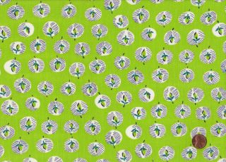 Vtg Feedsack Fabric Bright Lime Green Background