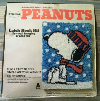 Vintage Peanuts Snoopy " Snow Scene " Malina Latch Hook Kit (20 " X 27 ")
