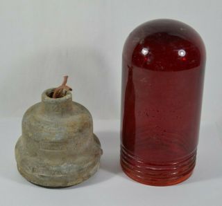 Vtg Crouse - Hands Red Obstruction Light Vn75 - No Bulb - - Made In Usa