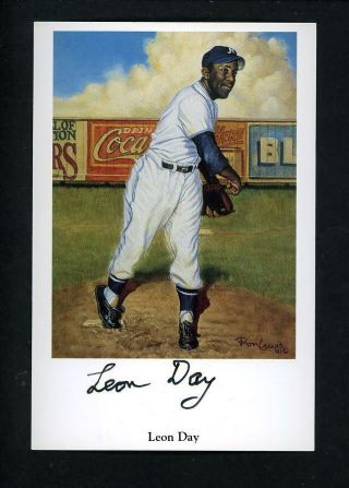 Leon Day Signed Negro League Ron Lewis Photo Postcard Autographed