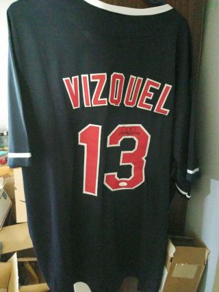 Omar Vizquel Autographed Custom Cleveland Indians Jersey With Jsa