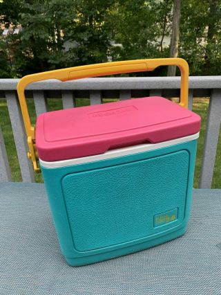 Vintage Igloo Legend 24 Cooler Multi - Color Beach Teal Turquoise Pink Yellow 90’s