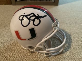 Miami Hurricanes Coach Jimmy Johnson Signed Mini Helmet Dallas Cowboys