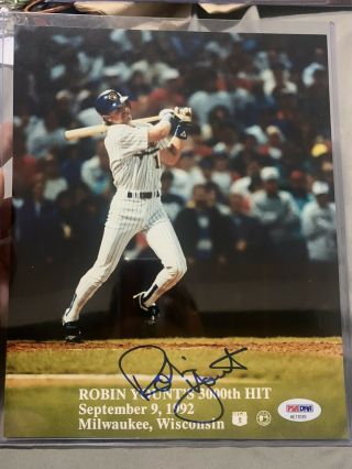 Robin Yount Signed 8x10 Photo Signed Autographed 300 Hit Psa/dna Brewers Hof