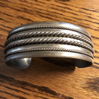 Vintage Southwest Style Sterling Silver Cuff Bracelet.