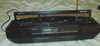 Vintage Sony Cfs - Dw50 Portable Am/fm Radio Dual Cassette Mega Bass Boombox