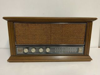 Vintage General Electric Am/fm Dual Speaker Solid State Radio Wood Grain