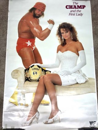 Vtg 1988 Wwf Macho Man Elizabeth Champ The First Lady Poster Wwf Titan Wrestling