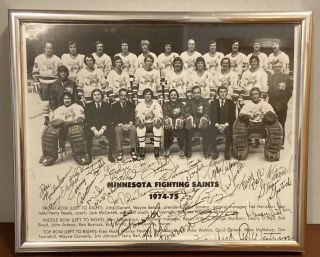 Minnesota Fighting Saints Team Photo Picture 1974 - 75 Full Team Autograph Signed