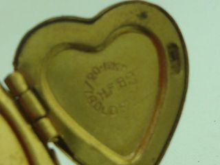 ADORABLE VINTAGE 1950 ' S H.  F.  BARROWS GOLD FILLED CHILD ' S HEART LOCKET NECKLACE 2