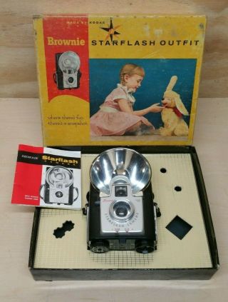 Vintage Kodak Brownie Starflash Flash Outfit Camera W/ Box No.  24t