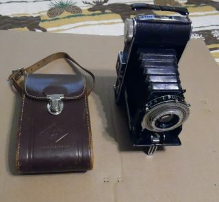 Vintage Agfa Prontor - S Folding Camera With Apotar 1:4.  5 F=105mm Lens,  Case