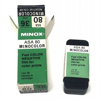 • Vintage Minox Minocolor Asa 80 Fast Color Negative Film 36 Exp.  Expired 1975