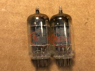 Matched Pair Vintage 1959 Cbs 12ax7 Long Plate Horseshoe Getter Tubes B