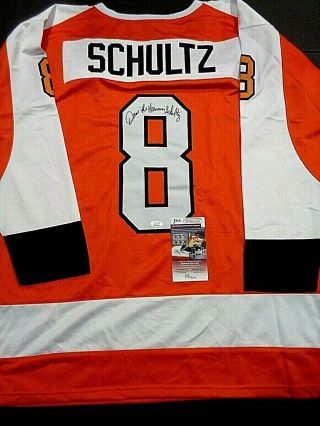 Dave Schultz Philadelphia Flyers Autographed Orange Style Jersey Xl - Jsa -