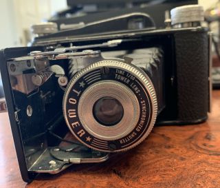 Vintage Tower Folding Camera Crystar Lens Synchronized Shutter 1/50 Bulb