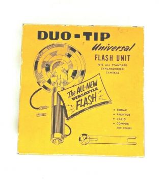 Duo Tip Universal Flash Holder W Reflector & Bracket Box Vintage