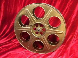 14.  5 " Gold Metal 35mm Film Movie Reel Theater Warner Bros.  Cine Vtg