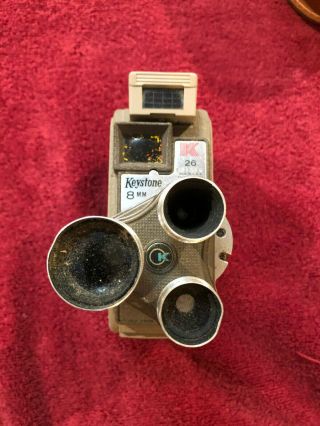Vintage Keystone 8mm Movie Camera Model K - 26 3 Lens Turret leather Case 3