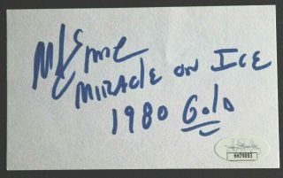 Mike Eruzione 1980 Olympics Miracle On Ice Autographed 3x5 Signed Index Card Jsa
