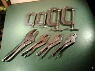 Old Vintage Mechanics Tools Craftsman Vise Grips & C - Clamps Group