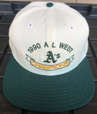Vintage 90s 1990 Oakland Athletics A’s Al West Champs Snapback Hat Era Pro
